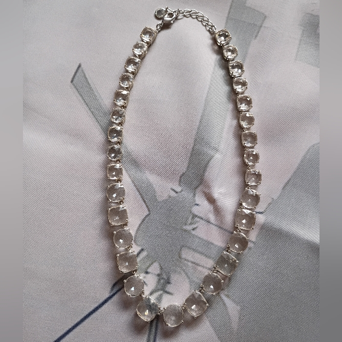 Charter Club Crystal Rhinestone Silver Tone Statement Necklace Runway 8$